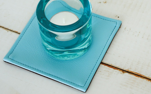 PVCレザーコースター「LEST」（ライトブルー）