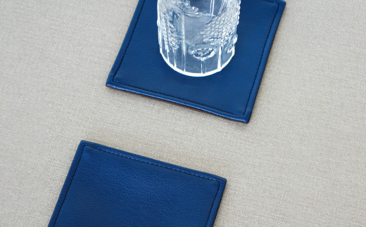 PVCレザーコースター「LEST」（ネイビー）