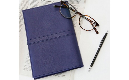 上質な国産PVCレザーブックカバー「SION」文庫サイズ/文庫（厚）サイズのセット（ネイビー）
