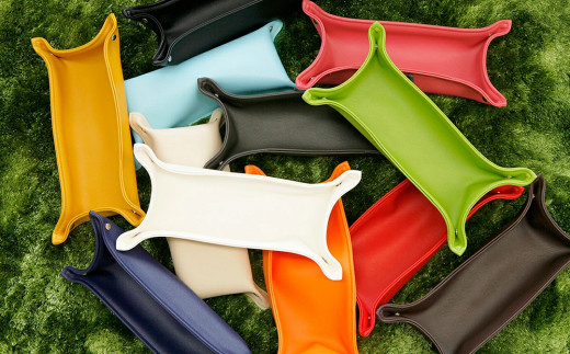 PVCレザー小物入れBOX「REMO」Mサイズ　2個セット（グリーン）