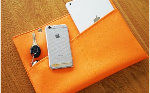 PVCレザーパソコンケース（クラッチバッグ）「match」13インチ用（オレンジ）