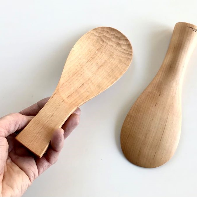 立つしゃもじ山桜orチェリー　自立するしゃもじ(1個)木製 / ふるさと納税 木工品 天然木 天然素材 手作りしゃもじ 自立 キッチン用品 日用品 雑貨 千葉県 茂原市 MBA002