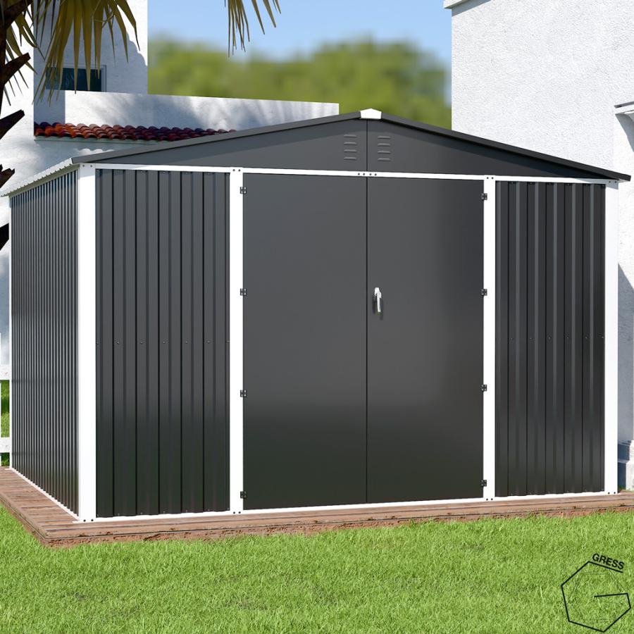 グレスメタルシェッド（ダブルドア）ハイキューブ　10×8フィート　※物置