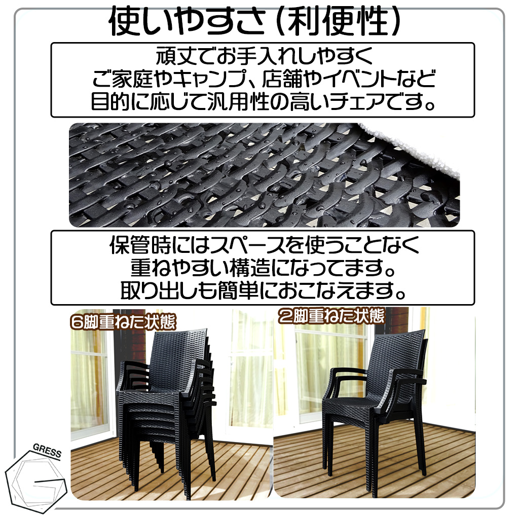 グレスガーデンロングテーブルセット（肘掛けあり4脚）