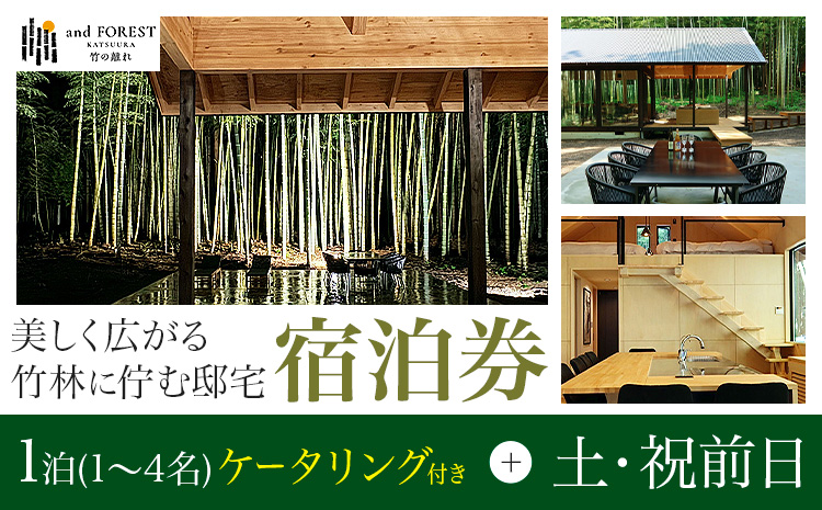 and FOREST勝浦 竹の離れ 宿泊券 1~4名 1泊 ケータリング付き 土・祝前日 株式会社タスマニアンプロジェクト《30日以内に出荷予定(土日祝除く)》千葉県 勝浦市 宿泊券 サウナ付き---kastuura_tp_11---
