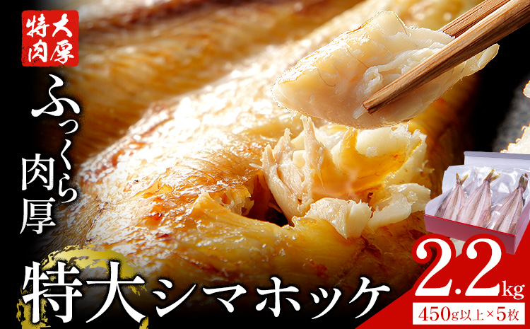 特大 シマホッケ 開き 5枚 約450g 合計 約2.2kg 株式会社西川《90日以内に出荷予定(土日祝除く)》千葉県 勝浦市 特大肉厚 シマホッケ しまほっけ ほっけ 送料無料【配送不可地域あり：離島】---kastuura_nsk_2---