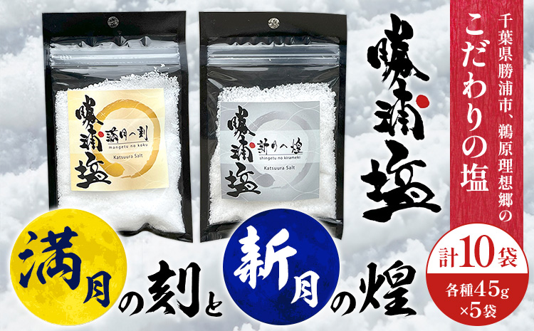 千葉県 勝浦市 満月の刻 45g と 新月の煌 45g 各5袋 セット 【配送不可地域あり】 《90日以内に出荷予定(土日祝除く)》 塩 勝浦塩 調味料---kastuura_sio_3---