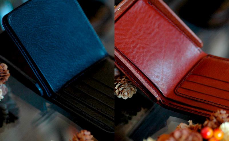 コイントレー式二つ折り財布　復刻版【赤茶】