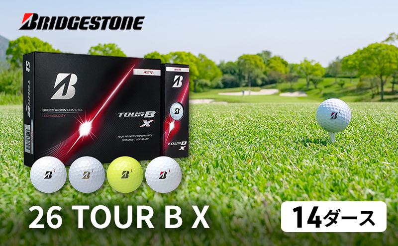 ゴルフ 26TOUR B X 14ダースセット ゴルフボール ブリヂストン【ホワイト（WH）】