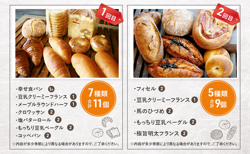 クロワッサン2種の定期便（食事パン、ハード）　パン クロワッサン 食パン 塩バターパン フランスパン ベーグル コッペパン 朝食 昼食 ランチ セット