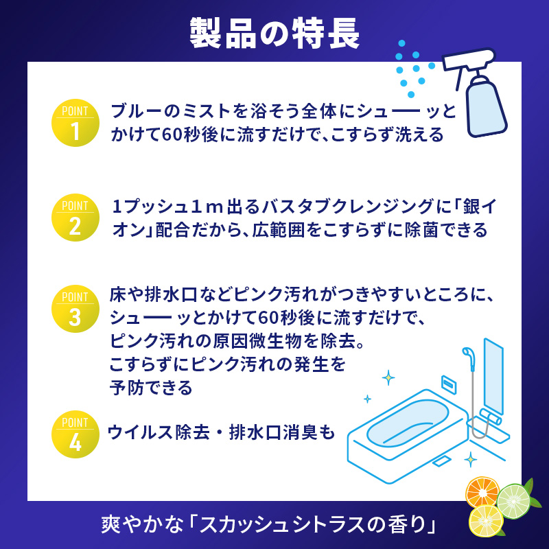 ルックプラス　バスタブクレンジング銀イオンプラス　スカッシュシトラスの香り（詰め替え大×6個）おふろ用 詰替 日用品 消耗品 お風呂用洗剤 バスタブ洗剤 詰め替え用 銀イオン配合 除菌