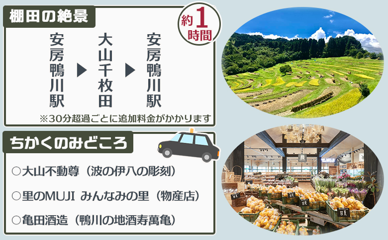 【千葉県鴨川市】観光タクシー貸切利用券 １時間（定員４名／１台）　[0026-0007] １時間券