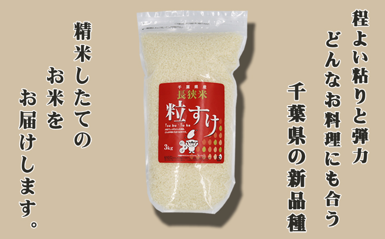 《令和７年 新米》【米屋新蔵】千葉県の新品種『長狭米 粒すけ』３kg　[0010-0364] ３kg