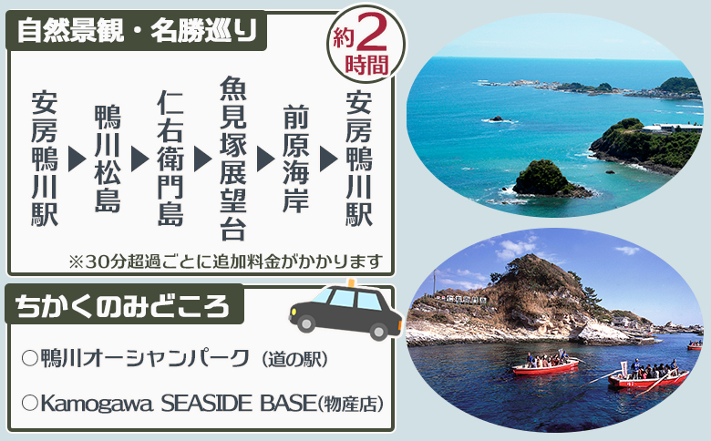 【千葉県鴨川市】観光タクシー貸切利用券 １時間（定員４名／１台）　[0026-0007] １時間券