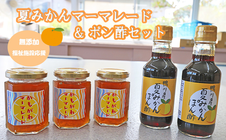 【福祉施設応援】夏みかんのポン酢とマーマレードセット [0010-0307] マーマレード３個＆ポン酢２本
