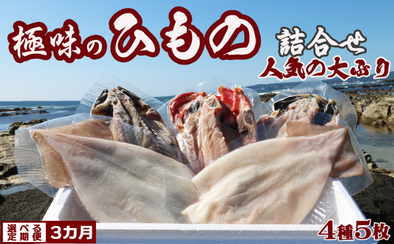 【極味の定期便】特選！人気ひもの詰合せ 大ぶり３種＋いか一夜干し２枚 × 選べる３カ月　[0044-0004] 隔月３回