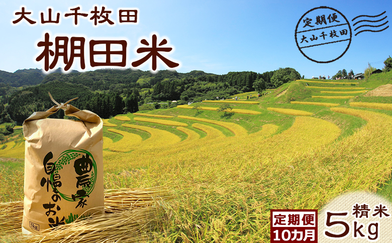 【棚田保全支援】大山千枚田の天水田育ち『棚田米』定期便 ５kg×10カ月《精米》　[0167-0002] 5kg×10カ月