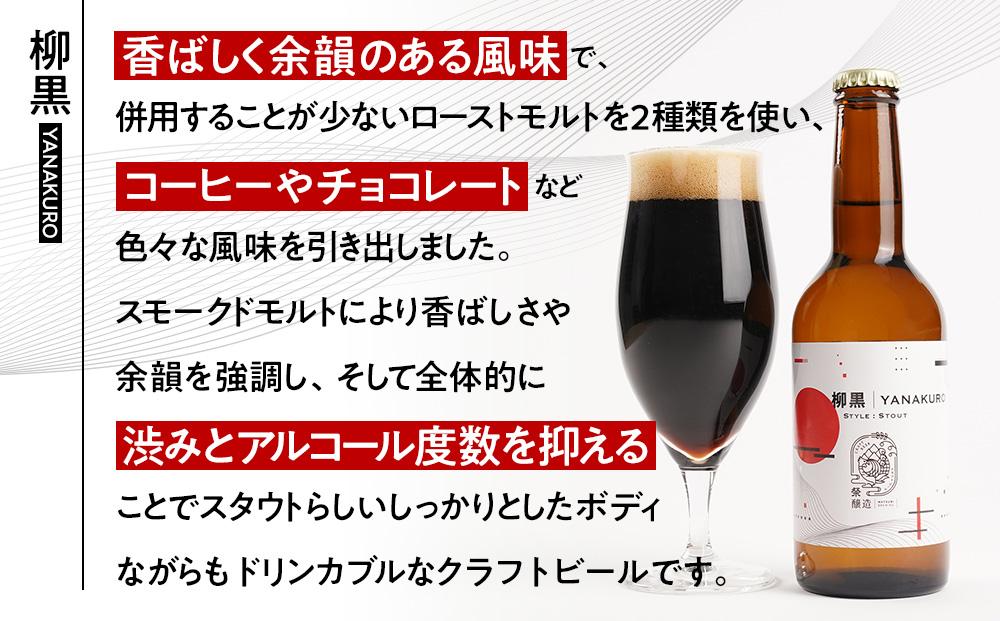「ハレの日」クラフトビール！すっきりした喉越しと、香ばしい余韻の”黒ビール（スタウト）”【柳黒】地ビール6本組　【できたて直送】無ろ過、非加熱の新鮮なクラフトビールをお送りいたします。