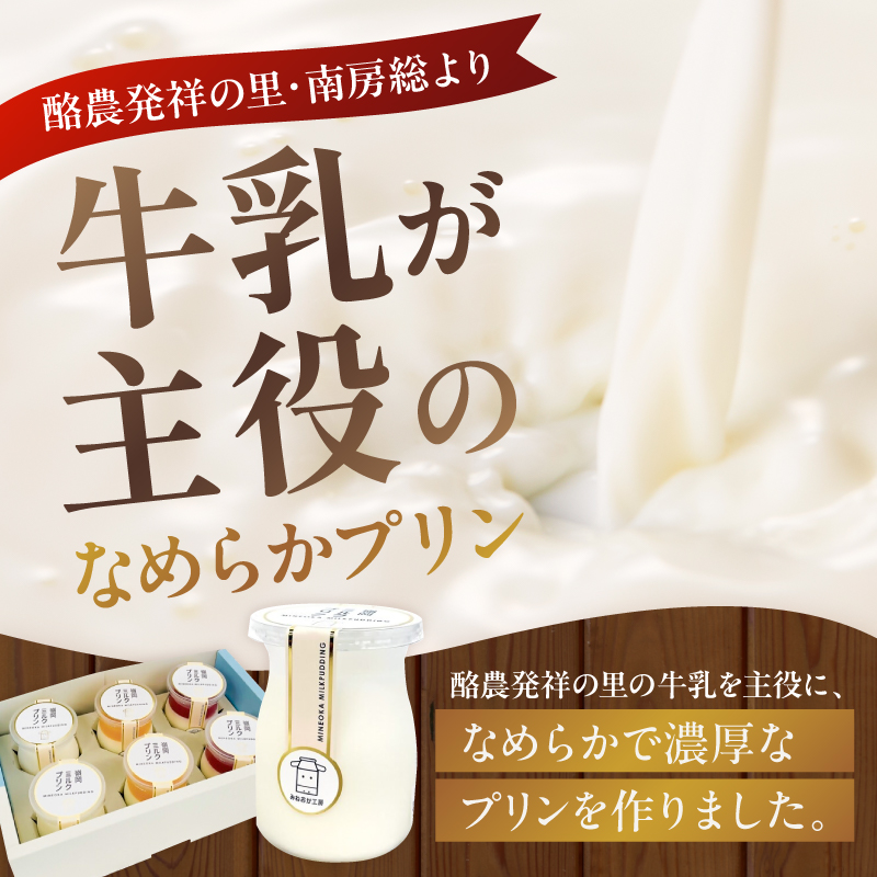 酪農発祥の里から嶺岡プリン詰合せ（プレーン２個・房州びわジュレ２個・いちごジュレ２個） mi0010-0016-5