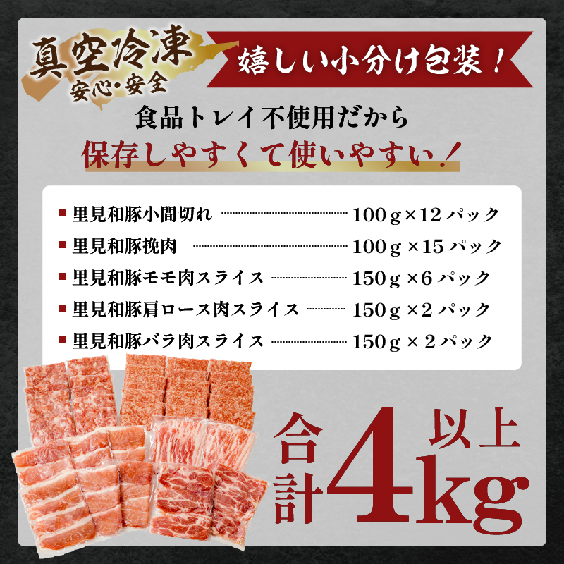 房総ブランド豚　里見和豚　４kg以上　小分け５種　計37パック　 mi0017-0004