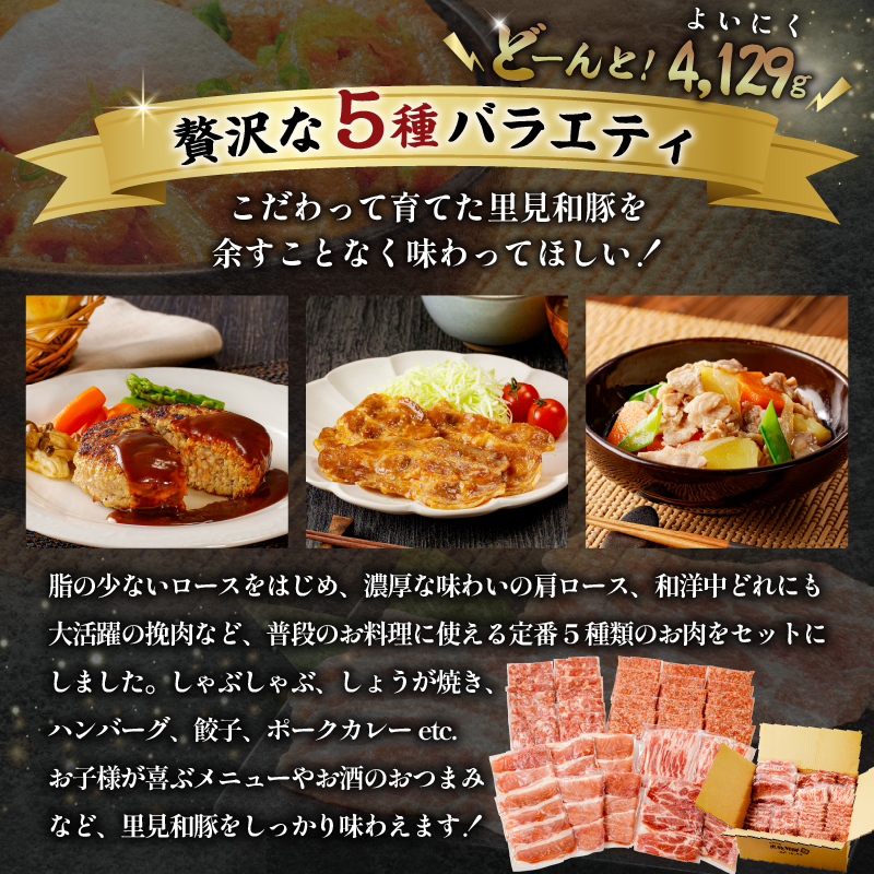 房総ブランド豚　里見和豚　４kg以上　小分け５種　計37パック　 mi0017-0004