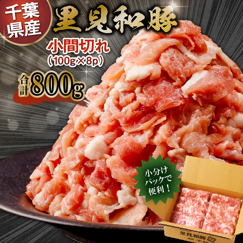 里見和豚　小分け　小間切れ800g（100g×8パック）個別包装　トレイ不使用 mi0017-0008