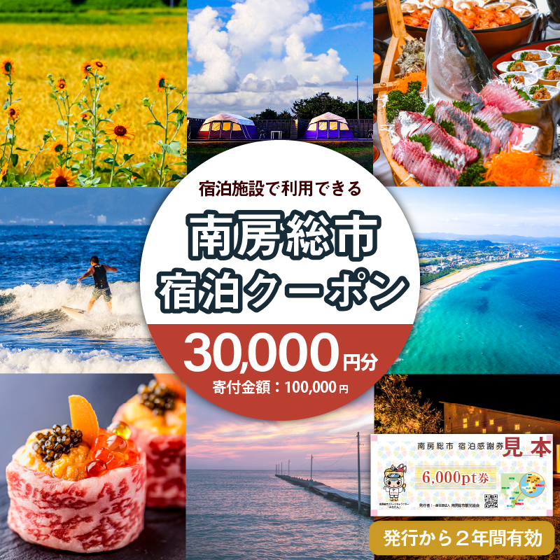 【南房総市宿泊施設で利用できる感謝券】 30,000pt 旅行チケット mi0023-0002