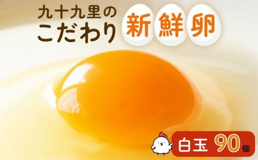 九十九里ファームこだわりたまご９０個～あおい海・みどりの里～《白玉》 ／ たまご 卵 玉子 タマゴ 生卵 卵かけご飯 鶏卵 90個 白玉　90個×1回