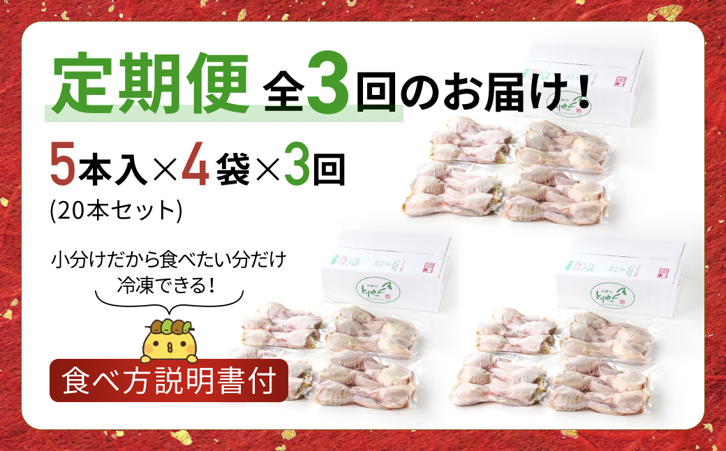 【毎月定期便】8秒に1本売れてます!手羽先餃子20本セット! 全3回 / 鶏肉専門店「水郷のとりやさん」 / KTRJ022