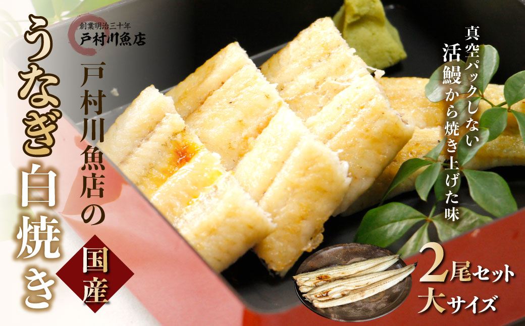 戸村川魚店の国産うなぎ 白焼き大サイズ 2尾 セット / KTRY001 うなぎ 国産うなぎ 鰻 国産鰻 ウナギ 国産ウナギ 白焼 白焼き
