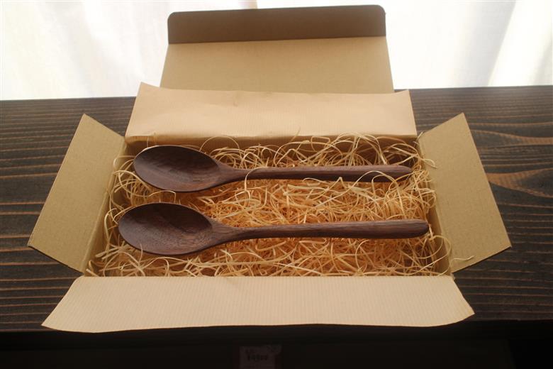 木のスプーン（ウォールナット）2本セット　ギフト対応 SMAO006