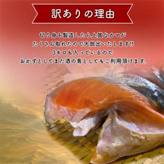 【訳あり】人気海鮮お礼品 銀鮭カマ 約3kg【配送不可地域：離島】