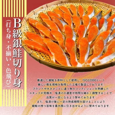 B級銀鮭切り身(打ち身、不揃い、色飛び)約2.4kg【配送不可地域：離島】