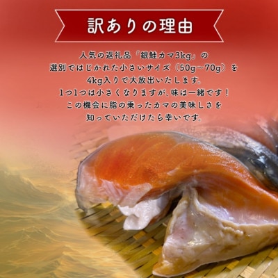 【訳あり】銀鮭カマ(小) 約4kg【配送不可地域：離島】