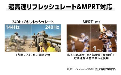 液晶モニター23.8-24.5型ワイド フルHD(1920x1080)240Hz対応リファビッシュ品
