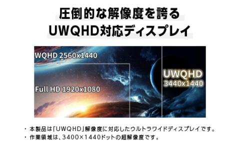 液晶モニター34型ウルトラワイド曲面UWQHD(3440x1440)165Hz対応リファビッシュ品