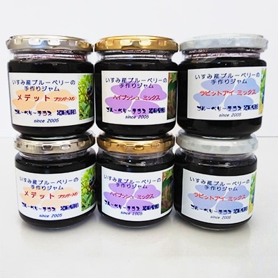 いすみ市新田野　福田農園のブルーベリージャム3種(各180g)×2(6本セット)