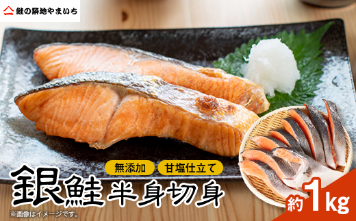 無添加甘塩仕立て 銀鮭半身切身 約1kg【配送不可地域：離島】