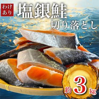 【訳あり】人気の海鮮お礼品 チリ産 定塩 塩銀鮭切り落とし(端材)約3kg【配送不可地域：離島】