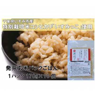 千葉県いすみ市産特別栽培米コシヒカリいすみっこ発芽玄米パックごはん170g×10パック
