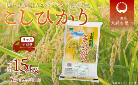 ＜3ヶ月定期便＞ 令和7年産 千葉県産「コシヒカリ」5kg×3ヶ月連続 計15kg A025