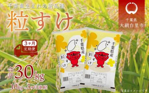 ＜3ヶ月定期便＞ 令和7年産 千葉県産「粒すけ」10kg×3ヶ月連続 計30kg A031
