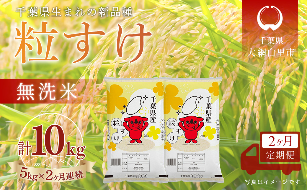 ＜2か月定期便＞ 千葉県産「粒すけ」無洗米 5kg×2か月連続 計10kg A090