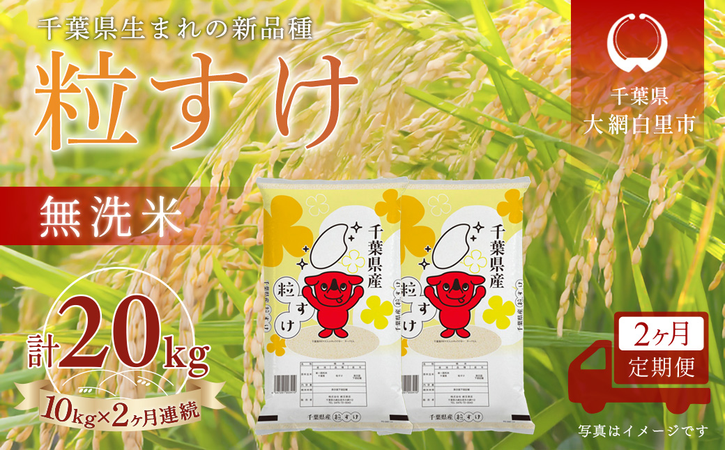＜2か月定期便＞ 千葉県産「粒すけ」無洗米 10kg×2か月連続 計20kg A096