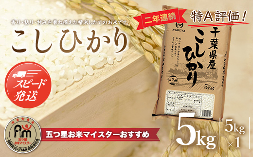 【最短2～7営業日出荷】令和7年産 2年連続特A評価!千葉県産コシヒカリ5kg（5kg×1袋） E006