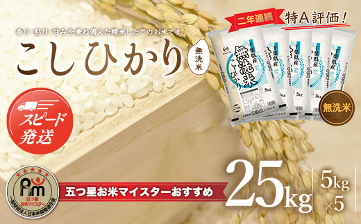 【最短2～7営業日出荷】令和7年産 2年連続特A評価!千葉県産コシヒカリ25kg無洗米（5kg×5袋）