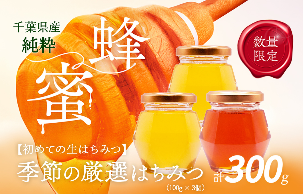 千葉県産「厳選純粋はちみつ」100g×3個【ランダムにセレクト】  X010
