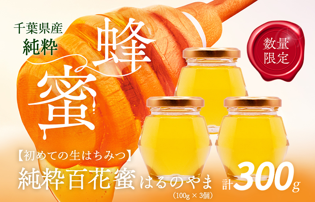 千葉県産「純粋はちみつ」はるのやま(百花蜜)3個 X008
