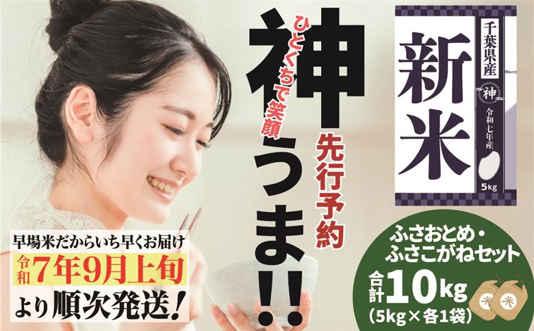 《先行予約・令和7年産米》千葉県神崎町産ふさおとめ・ふさこがね食べ比べセット 5kg×各1袋 ｜早場米産地のお米を食卓へ｜9月以降順次発送予定｜数量限定【精米 米 お米 お米 白米 ご飯 白ごはん 弁当 5キロ 10キロ 20キロ 千葉県神崎町ふるさと納税】 [025-a005]