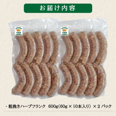 訳あり　元気豚 粗挽きハーブフランク 1.2kg【60g×10本入×2パック】【配送不可地域：離島・沖縄県】